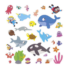 Bunte Unterwasser-Wandtattoos mit Walen, Haien, Fischen & Tauchern für Kinderzimmer – nachhaltiges Spielzeug
