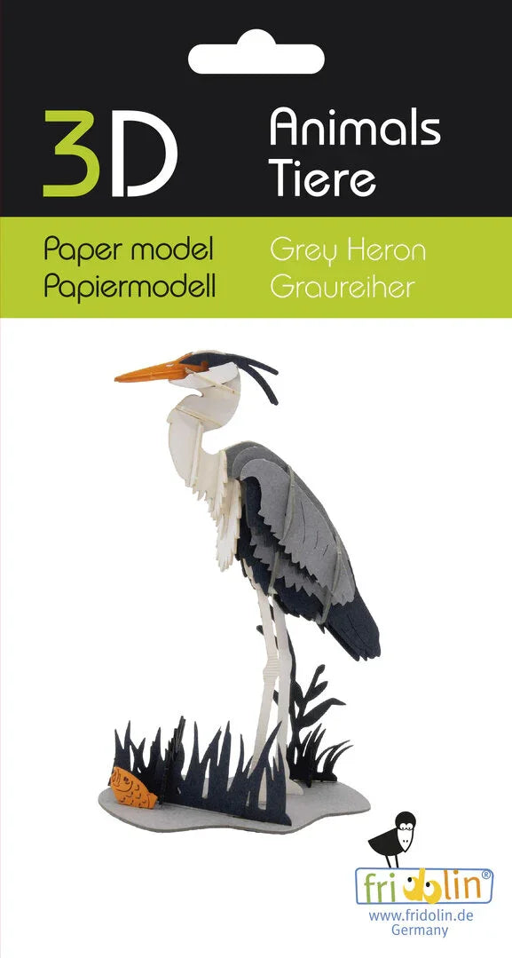 3D Graureiher Papiermodell - Fridolin