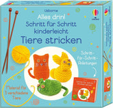 Alles drin! Schritt für Schritt kinderleicht Tiere stricken - Material für 3 verschiedene Tiere - 978-1-78941-773-9 Usborne Verlag