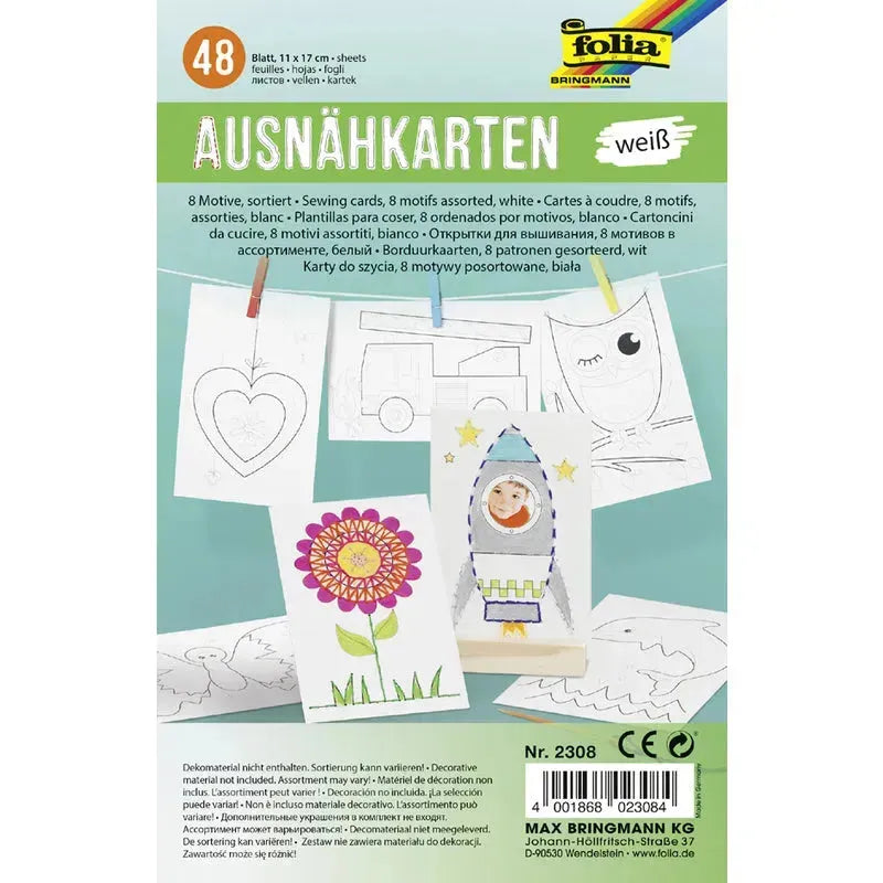 Ausnähkarten – Kreativer Nähspaß für Kinder mit 8 liebevollen Motiven - 2308 Folia