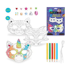 Bastel- und Ausmalmasken 6x Tiere - Trendhaus