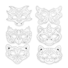 Bastel- und Ausmalmasken 6x Tiere - Trendhaus