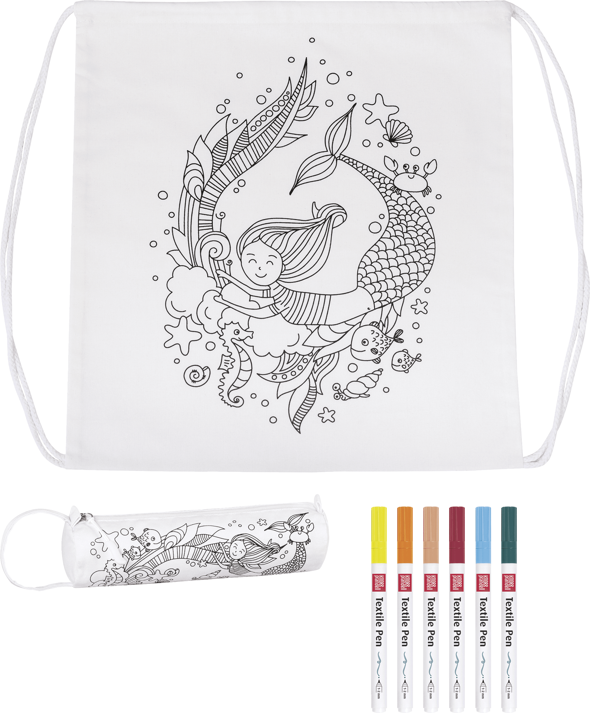 Bastelset Sportbeutel & Schlampermäppchen Baumwolle - Meerjungfrau Baiers