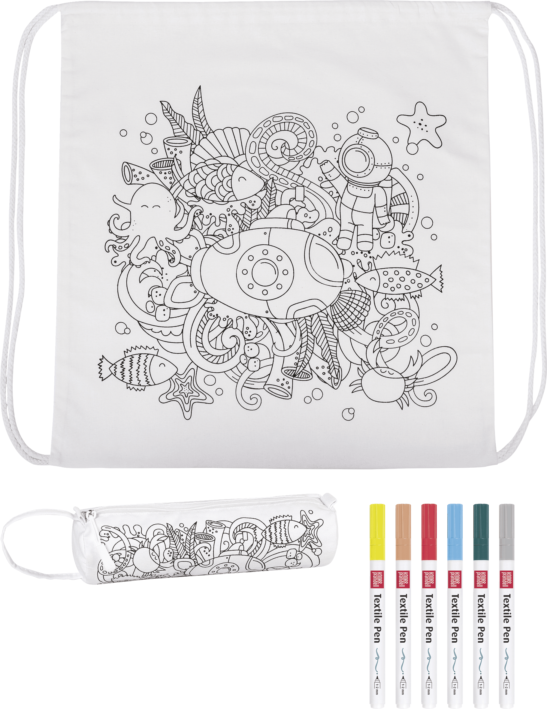 Bastelset Sportbeutel & Schlampermäppchen Baumwolle - Unterwasserwelt Baiers