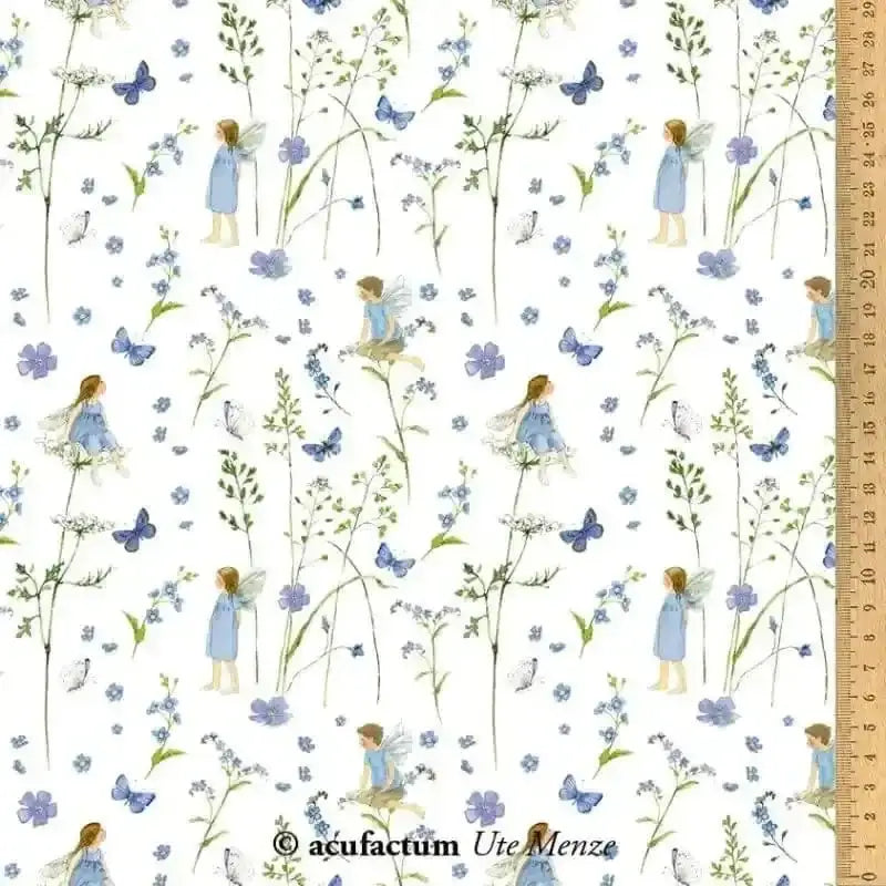 Baumwollstoff Elfengarten blau Acufactum
