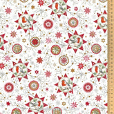 Baumwollstoff Rotkehlchen und Sterne Acufactum