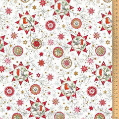 Baumwollstoff Rotkehlchen und Sterne Acufactum