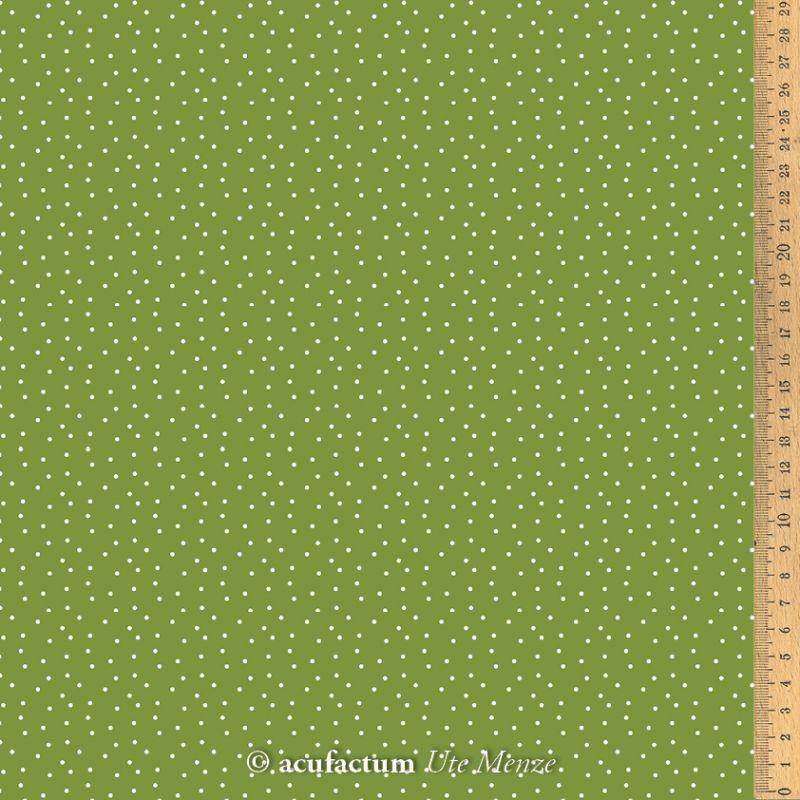 Baumwollstoff - Tupfen olivgrün-weiß Acufactum