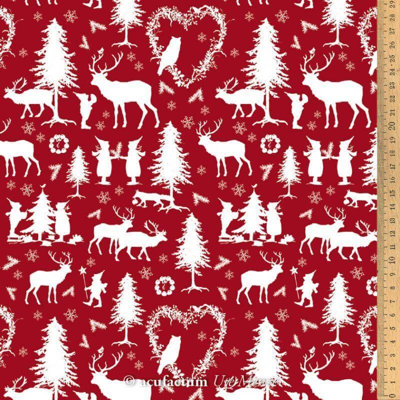 Baumwollstoff Wichtelwald rot Acufactum