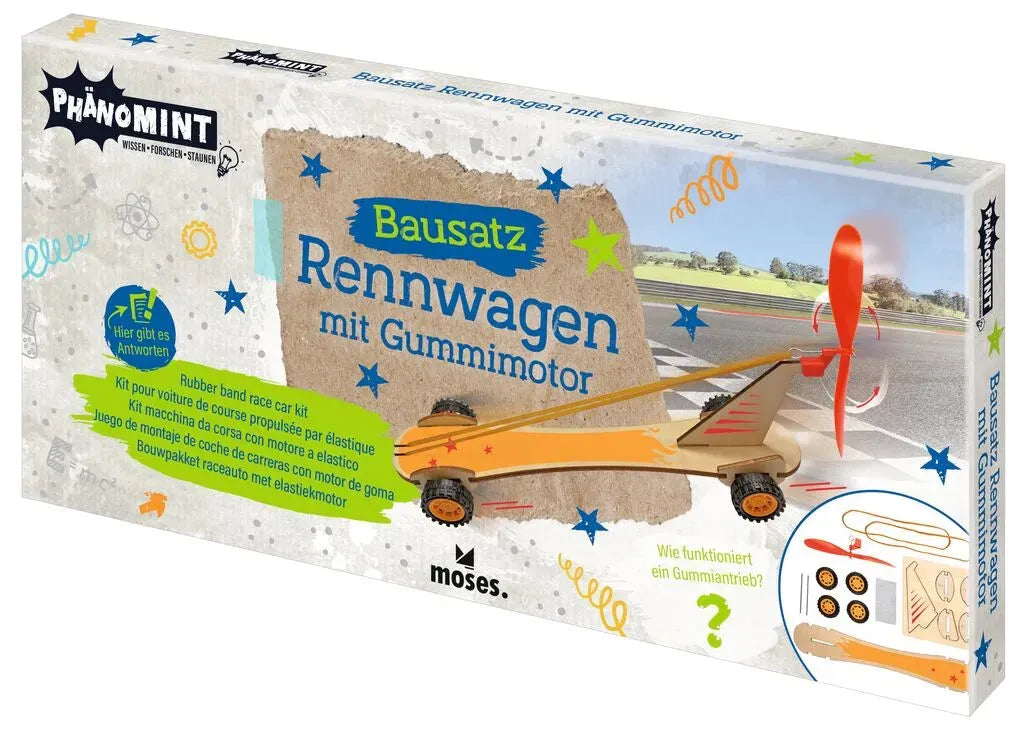 Bausatz Rennwagen mit Gummimotor aus Holz - 030343 Moses