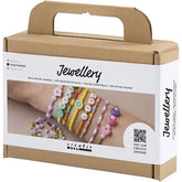 Mini Schmuck basteln Set mit Perlen und Herzanhängern für Kinder, nachhaltiges Bastelzeug