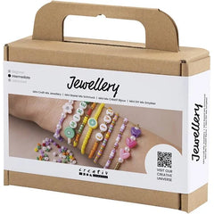 Mini Schmuck basteln Set mit Perlen und Herzanhängern für Kinder, nachhaltiges Bastelzeug