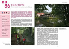 Wanderkarte und Beschreibung der Tour 86 Durchs Isartal mit Fotos von Brücke über Fluss und Wanderern im Wald