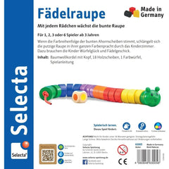Fädelraupe Würfel- und Fädelspiel aus Holz, 20cm - Selecta