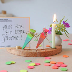 Geburtstagsstecker Schultüte - Neongrün Grimms