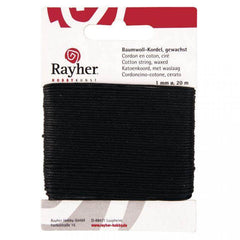 Gewachste Baumwollkordel - Schwarz Rayher
