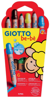 Giotto be-bè 6 Buntstifte Set mit Anspitzer, farbenfrohe Kleinkind-Stifte, kinderfreundlich, kunstundspiel München
