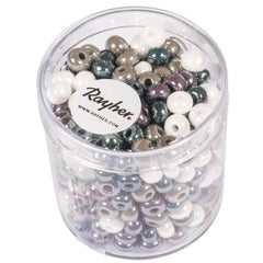 Glasperlen-Opak grau/lila/weiß - klein Rayher