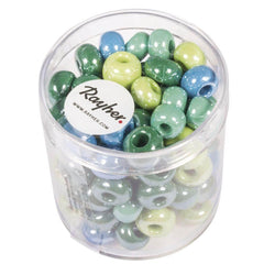 Glasperlen-Opak grün/blau - groß Rayher