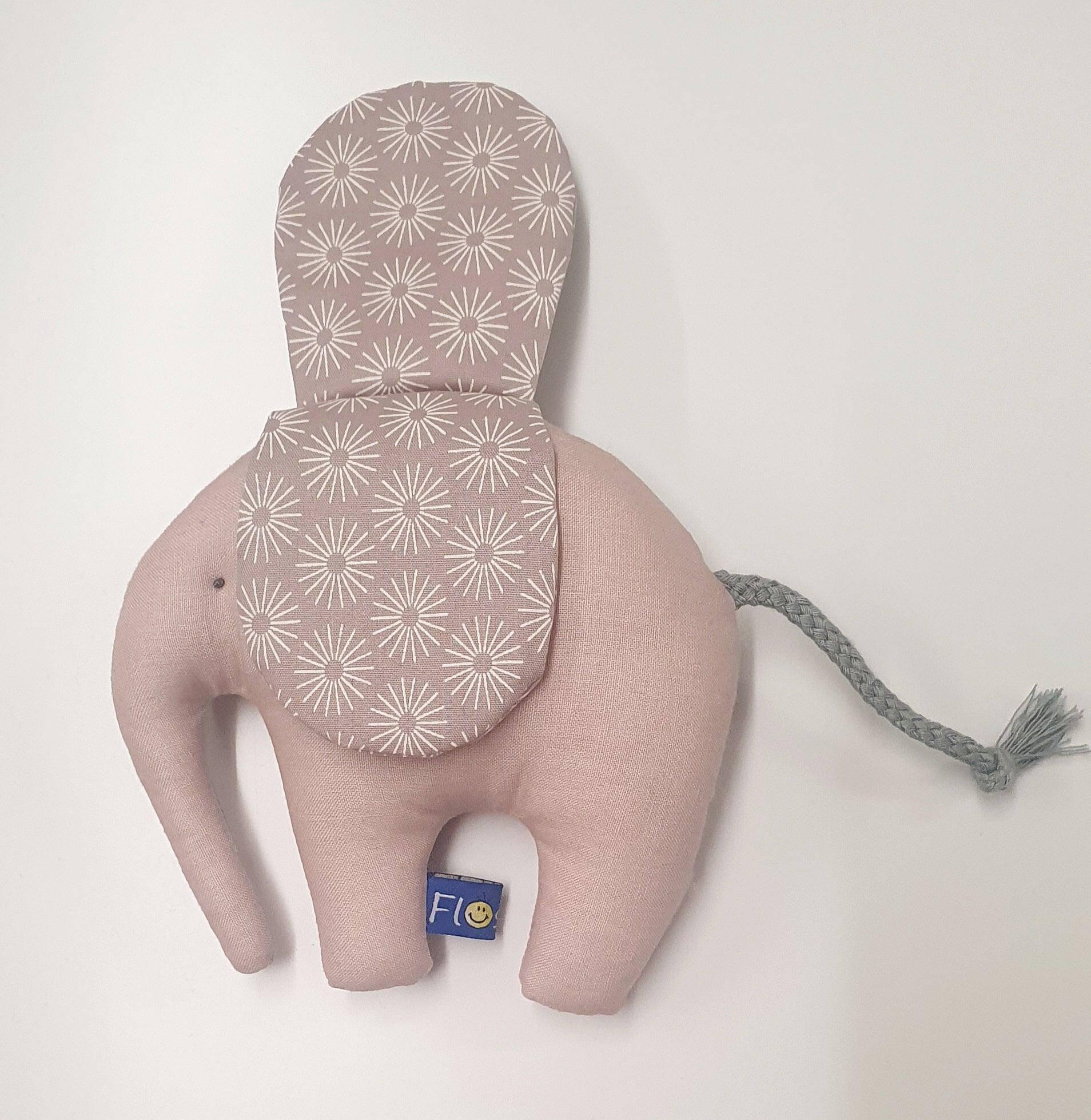 Greifling kleiner Elefant mit Raschelohren - rosé taupe Flosinn