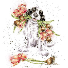 Grußkarte - Blooming with Love - Hund mit Blumen - 91333360 Wrendale