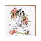 Grußkarte - Blooming with Love - Hund mit Blumen - 91333360 Wrendale