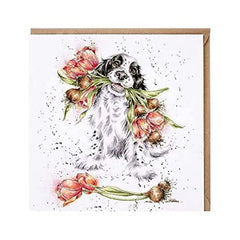 Grußkarte - Blooming with Love - Hund mit Blumen - 91333360 Wrendale