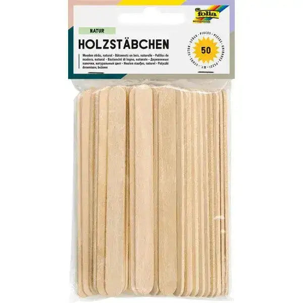 Holzstäbchen Bastelholz – 50 Stück für kreative Bastelideen - 2287 Folia
