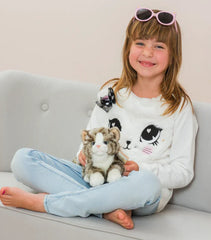 Katze liegend grau 20cm - 906919 Teddy Hermann