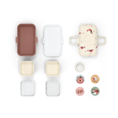 Kinder-Lunchbox mit Fuchs-Motiven, mehrere Fächer, nachhaltiges Design, kunstundspiel München