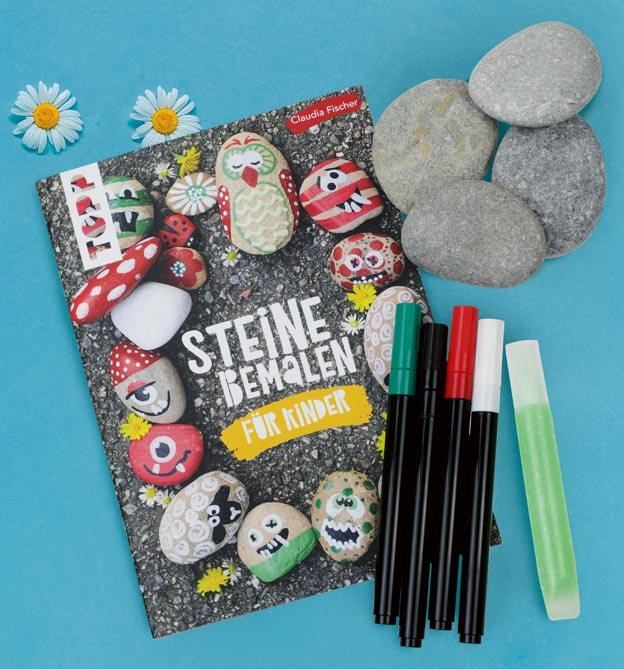 Kreativ-Set Steine bemalen für Kinder (Buch + Material) - www. kunstundspiel .de 978-3-7724-4470-8