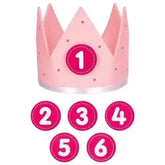 Krone Filz - rosa - inklusive Zahlen 1-6 Goki