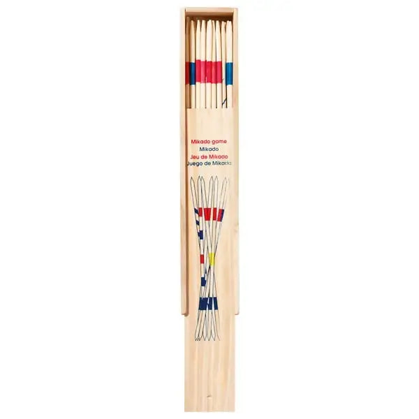 Mikado Spiel mit Holzstäbchen in Holzbox, nachhaltiges Kinderspielzeug
