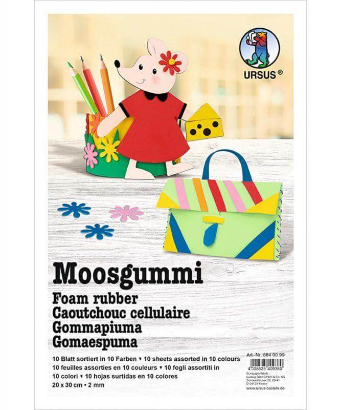 Moosgummi Block DIN A4 - knallige Farben URSUS