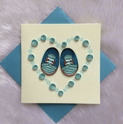 Origamo Karte - Babyschühchen blau Paladise