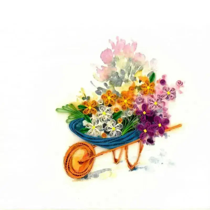 Origamo Karte - Schubkarre mit Blumen - PQ097 Paladise