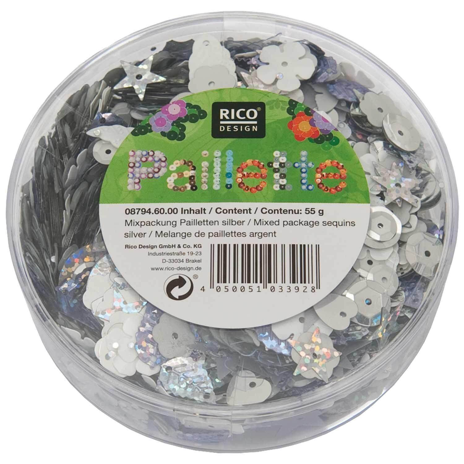Pailletten 55g - silber Rico