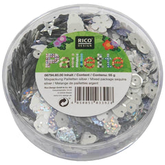 Pailletten 55g - silber Rico