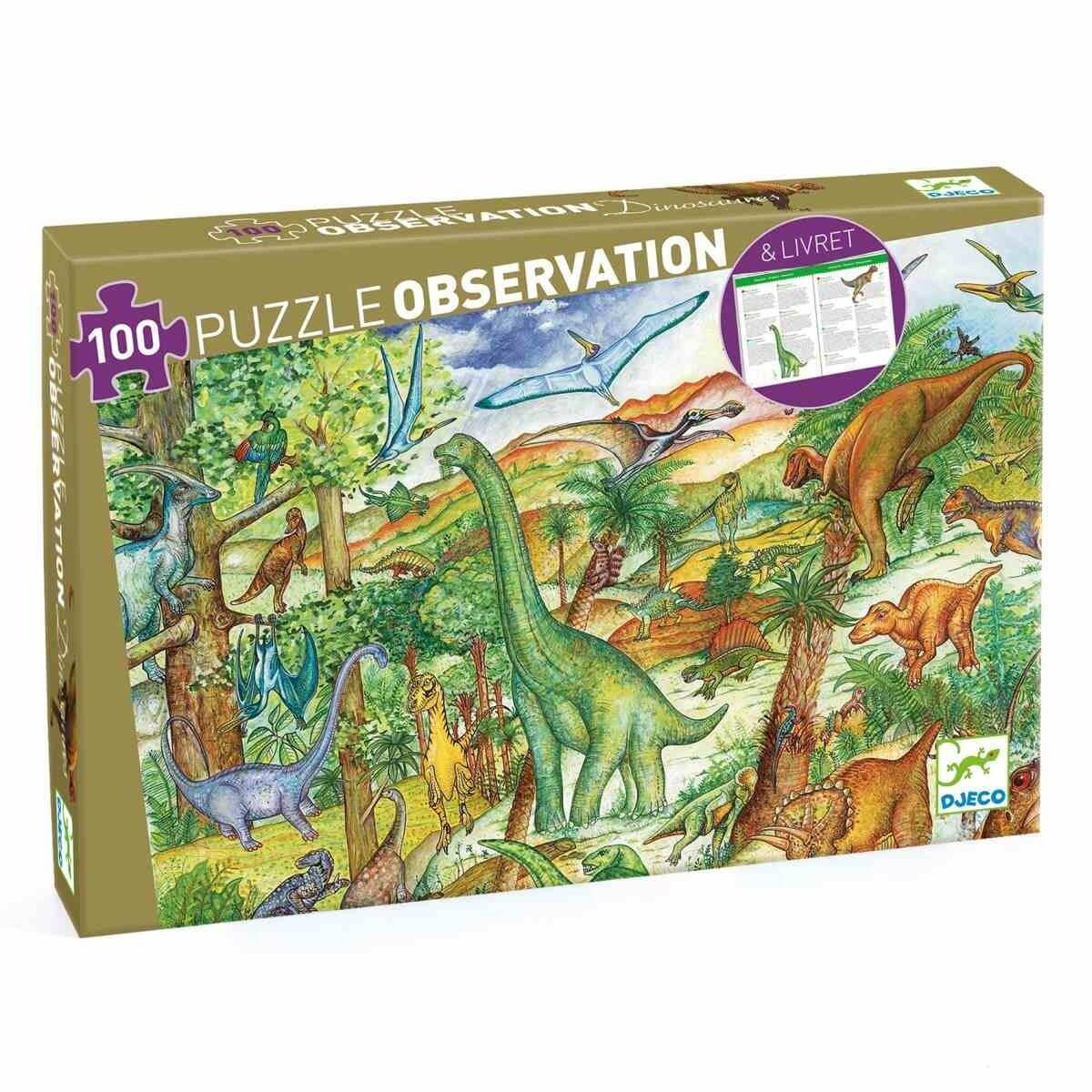 Puzzle 100 Teile - Dinosaurier 100 Teile + Buch Djeco
