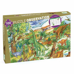 Puzzle 100 Teile - Dinosaurier 100 Teile + Buch Djeco