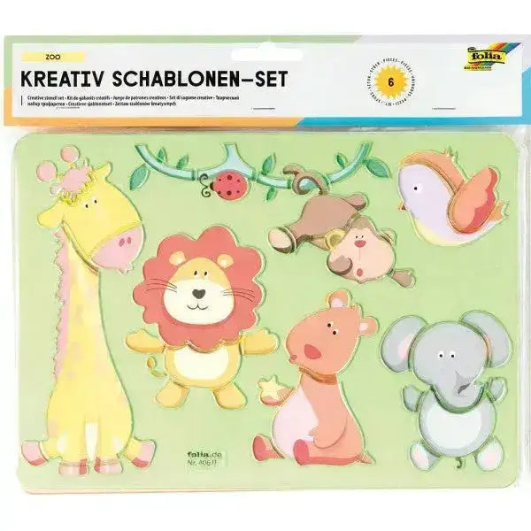 Schablonen Set kreativ Zoo, Pferde, Bauernhof, Meerestiere, Hunde, Katzen - 40611 Folia