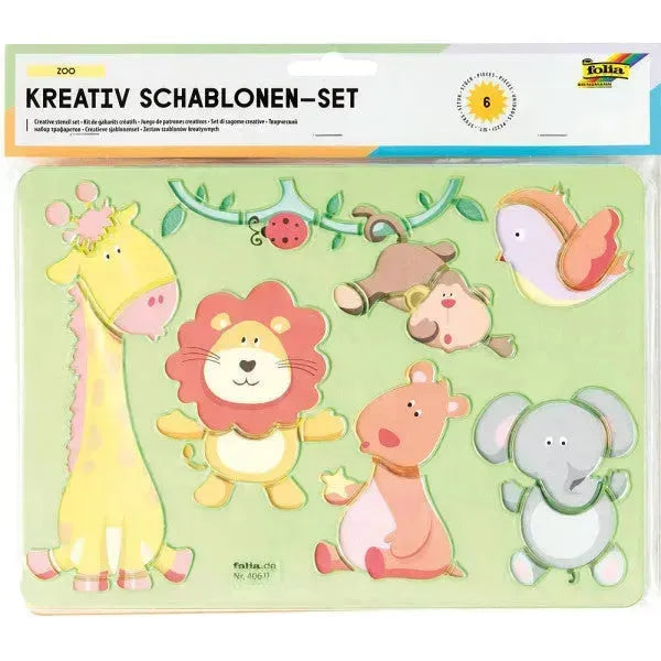 Schablonen Set kreativ Zoo, Pferde, Bauernhof, Meerestiere, Hunde, Katzen - 40611 Folia