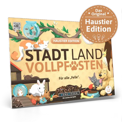 Stadt Land Vollpfosten Haustier Edition Spiel für Kinder mit niedlichen Tieren und nachhaltigem Design