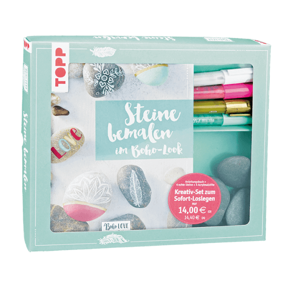 Steine bemalen im Boho-Look - Buch plus Material - Kreativ-Set zum Sofort-Loslegen Frech Verlag