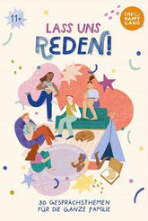 Illustration von Jugendlichen und Familie auf Sofa, Mutmachkarten "Lass uns reden" bei kunstundspiel