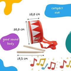 Trommel rot weiß aus Holz Kindertrommel - 3845R Gico