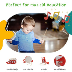 Trommel rot weiß aus Holz Kindertrommel - 3845R Gico