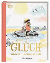 Kinderbuch 'Vom Glück unserer Freundschaft' mit Illustration von zwei Kindern am Wasser, kunstundspiel München