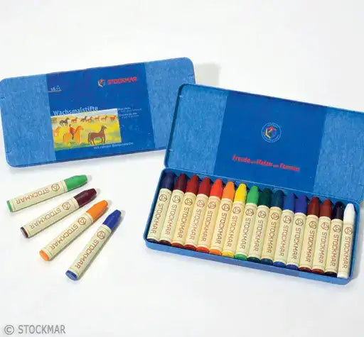 Wachsmalstifte 16 Farben Blechetui Stockmar