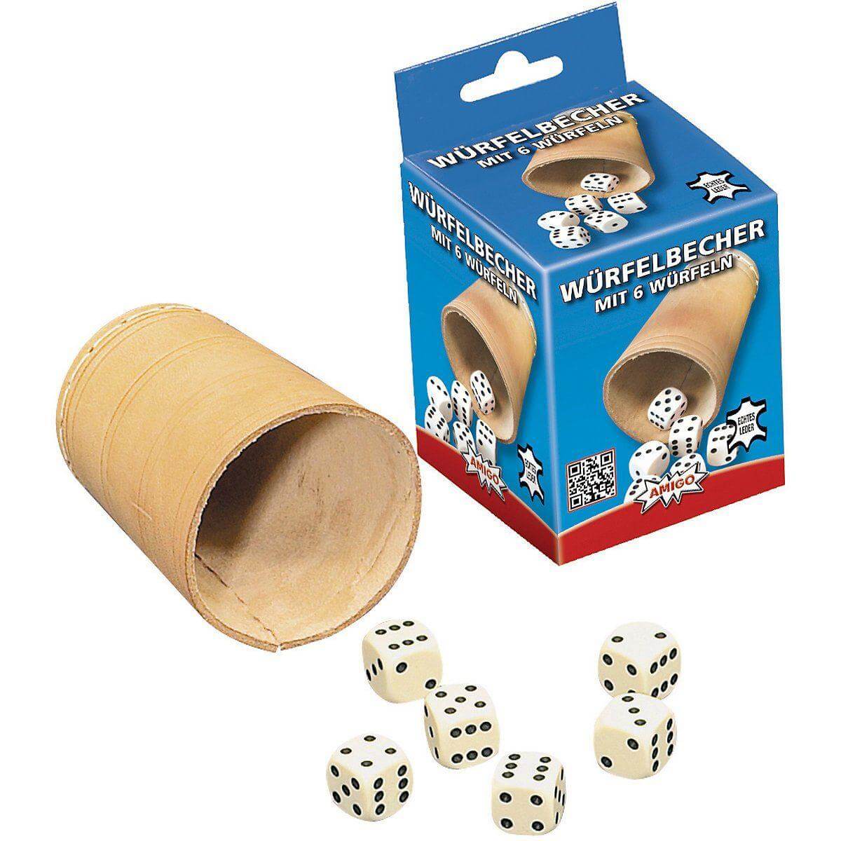 Würfelbecher mit 6 Würfeln Amigo